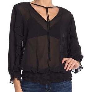 NWT: Nanette Lepore Paradise Dreaming Ruffled 3/4 Sleeve Blouse
